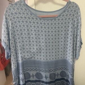 Relaxed Blue and White Boxy Blouse